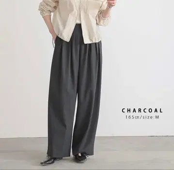 for / c 턱 디자인 와이드 팬츠