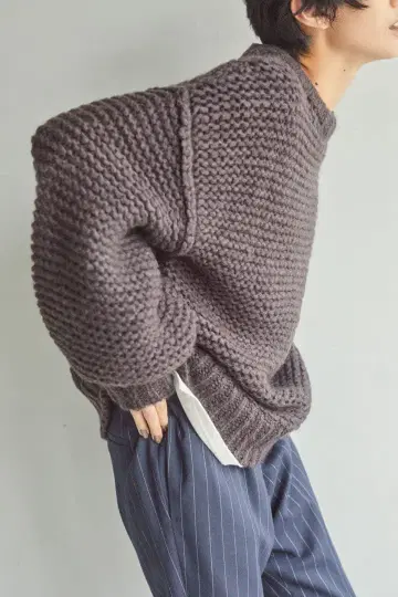 Mila Owen 스티치 니트 워셔블 다크 브라운