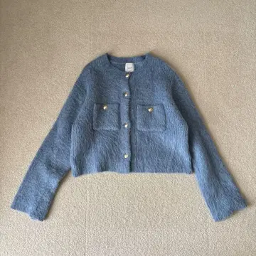 [ Apart by ] 알파카 샤기 가디건 아파트바이 블루