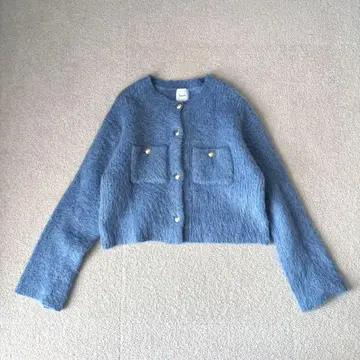 [ Apart by ] 알파카 샤기 가디건 아파트바이 블루