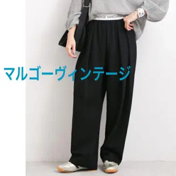 새상품 미사용 MARGAUX VINTAGE 로고 허리 턱 팬츠 블랙