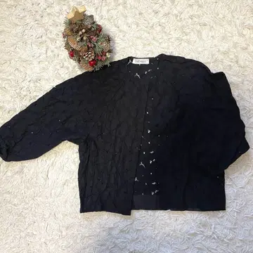 새상품급 NEMIKA 블랙 레이스 가디건 7부 소매