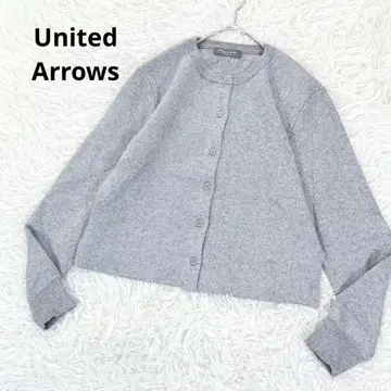 유나이티드 애로우즈 크루넥 라메 믹스 니트 가디건 그레이
