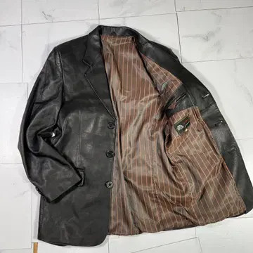 gialaohu 가죽 테일러드 자켓 스트라이프 블랙