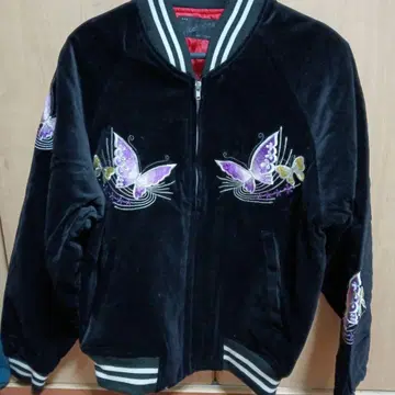 나비 자수 벨벳 스카잔 블랙