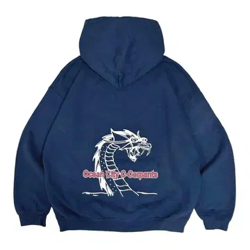 빈티지 후드 맨투맨 기업 로고 드래곤 그래픽 네이비 L