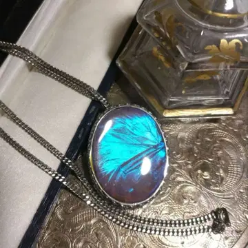 모르포 나비 브로치 겸 펜던트 탑 빈티지 목걸이