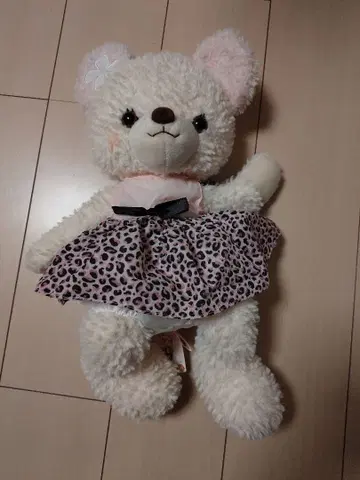 레오파드 무늬 드레스 곰 봉제 인형
