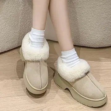 퍼 통굽 어그 부츠 베이지