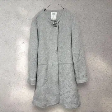 하자품 프리즈마트 M 그레이 코트 노카라 비쥬 버튼