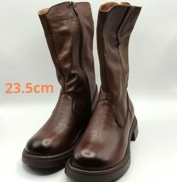 로우힐 부츠 사이드 지퍼 23.5cm 캐주얼 브라운