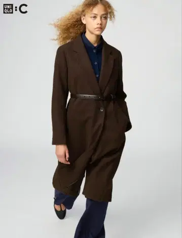 유니클로 롱 코트 다크 브라운 S 사이즈