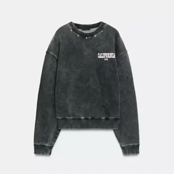 ZARA 워시드 가공 텍스트 스웨트 셔츠