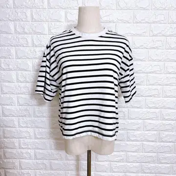 3461 티셔츠 M 화이트 보더 루즈핏 캐주얼 반팔