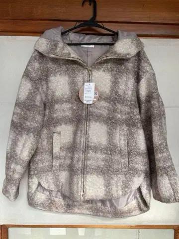 코트 후드 부착 자켓 블루종 M yumi 유미 시마무라 체크