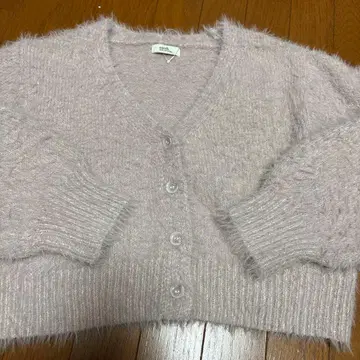 V넥 짧은 기장 가디건 옅은 핑크