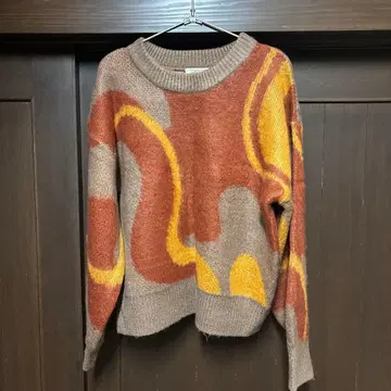 Classicalelf 웨이브 패턴 샤기 니트 오렌지