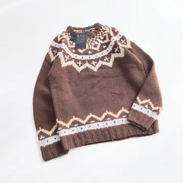 미사용 Woods 노르딕 코위찬 니트 스웨터 브라운 C3