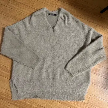 인기 베이지 브라운 복슬복슬 모헤어 V넥 니트 복슬복슬