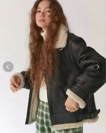 Ungrid 페이크 무스탕 보아 블루종 오버 사이즈 라이더스