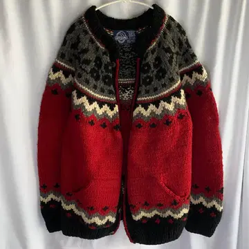 에콰도르제 ARTESANIA 알테사니아 코위찬 니트 가디건 빨간색
