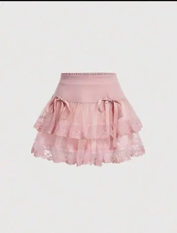 핑크 새틴 플레어 스커트 시나코짱 스타일 프릴