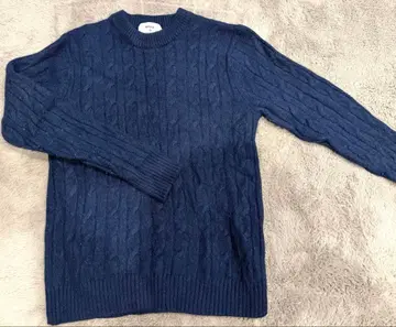 울&캐시미어 네이비 S 케이블 짜임 스웨터