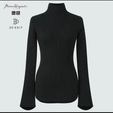 유니클로 마메쿠로구치 3D 리브 하이넥 스웨터 블랙 새상품