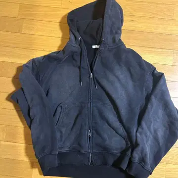 다크 그레이 더블 지퍼 후드 부착 후드티