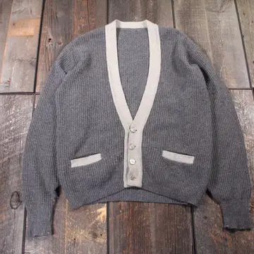SP 구제 의류 70s 빈티지 니트 가디건 울 그레이 L 절개