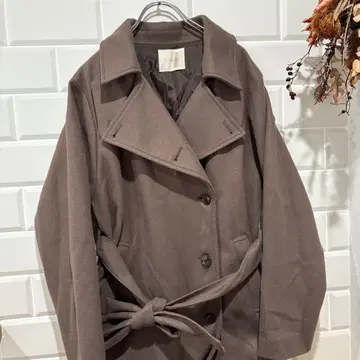 Ray Cassin 벨트 포함 롱 코트 브라운 깔끔한 프리 사이즈