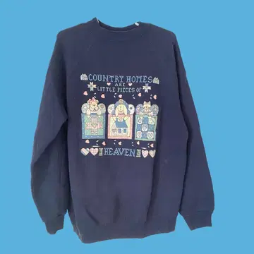 메르헨 동물 맨투맨 네이비 레트로 구제 의류 사이즈 XL