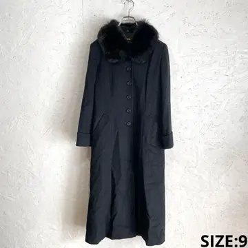 캐시미어 100% 울 롱 코트 퍼 포함 블랙 9
