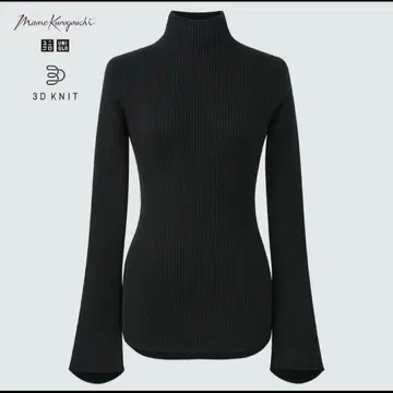 유니클로 마메쿠로구치 3D 리브 하이넥 스웨터 블랙 새상품 L 사이즈