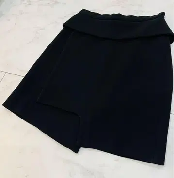 CARVEN 칼벤 실크 블랙 랩스커트 프론트 슬릿 36