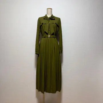 REDYAZEL 보타이 칼라 플리츠 원피스 M