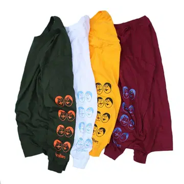 베드럼 버건디 긴팔 T셔츠 얼굴 프린트