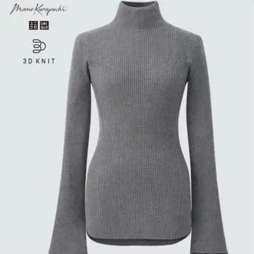 유니클로 마메쿠로구치 3D 리브 하이넥 스웨터 그레이 L 새상품