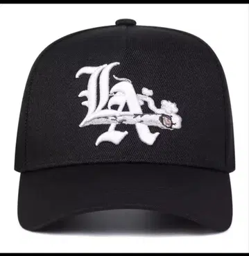 LA 로고 자수 블랙 야구 모자