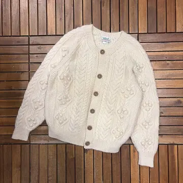 90s CARTLE ARCHE 아란 니트 3D 케이블 니트 가디건