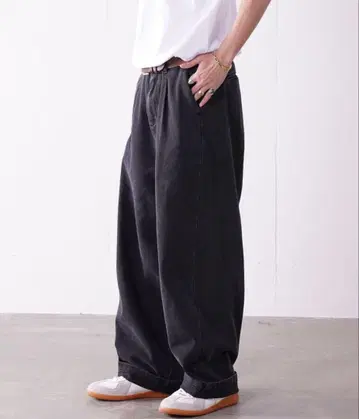 fuv - 와이드 데님 팬츠 INTER FACTORY 블랙 S