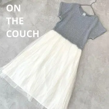 ON THE COUCH 튤 도킹 니트 원피스 절개