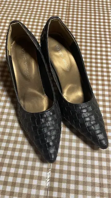 acqua calda 블랙 가죽 뜨개질 펌프스