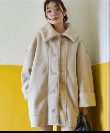 kastane 무스탕 코트 보아 코트 리버서블 아이보리