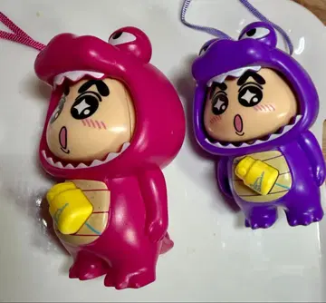 오신 얼굴이 빙글빙글 변하는 공룡 코스튬 키링 2세트