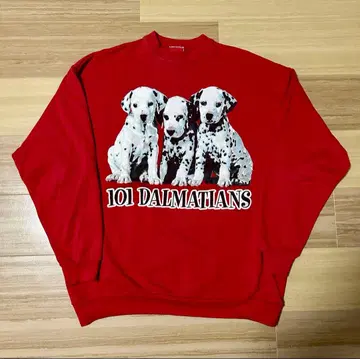Disney 101마리 강아지 프린트 맨투맨 빨간색 구제 의류