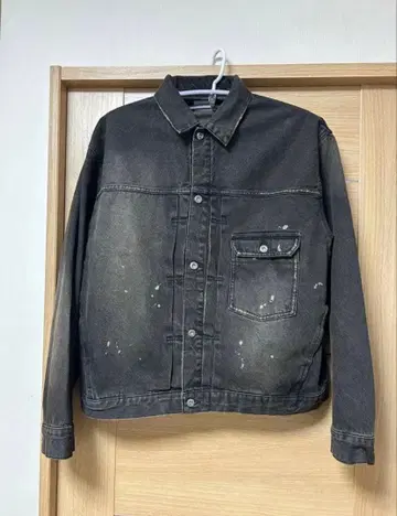 Camphor wood 1st 타입 페인트 가공 와이드 데님 자켓