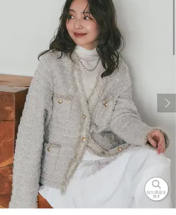 [ 새상품 ] 라 부티크 봉봉 팬시 트위드 니트 자켓 그레이지