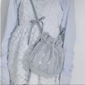 merry jenny 리본 스팽글 미니백 블루