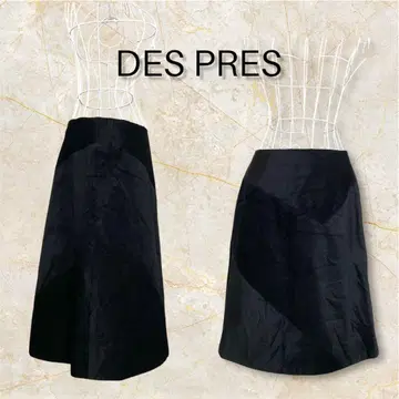 DES PRES 코듀로이 스커트 38 블랙 고급 A라인